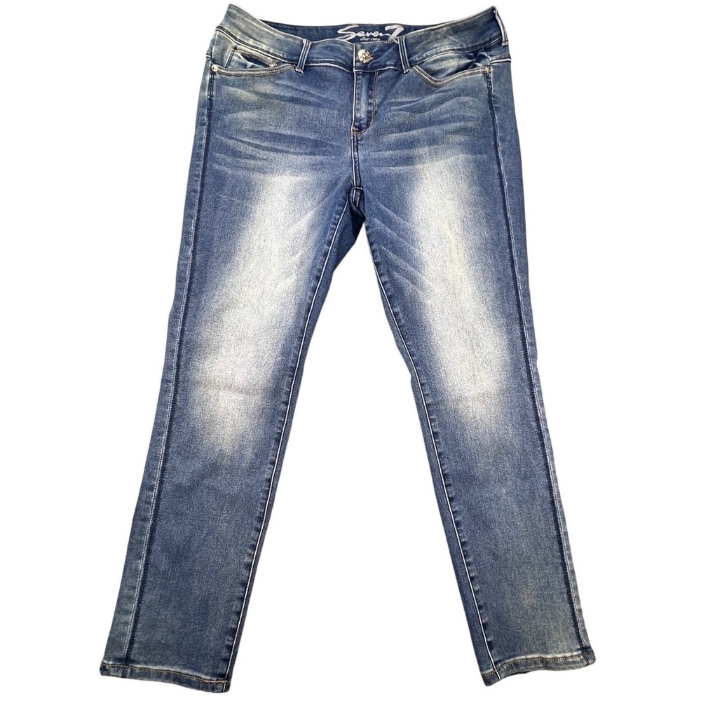 Seven7 Blue Mid Rise Skinny Jeans Women Size 14